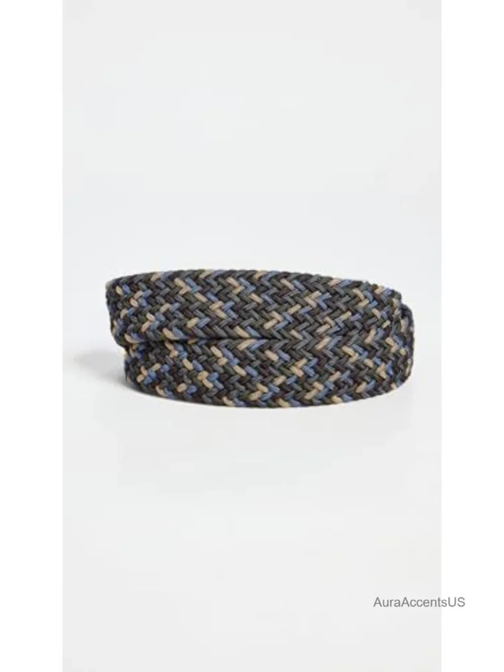 Men's Nylon Woven Belt with Leather Trim